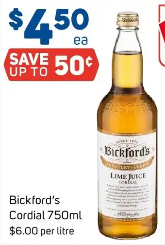 Foodland Bickford's Cordial 750ml offer