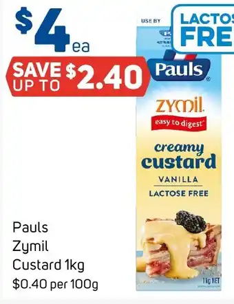 Foodland Pauls Zymil Custard 1kg offer