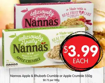 Spudshed Nannas Apple & Rhubarb Crumble or Apple Crumble 550g offer