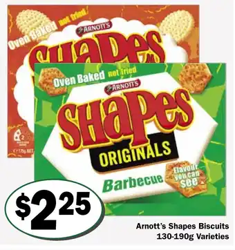 Friendly Grocer Arnott's Shapes Biscuits 130-190g Varieties offer