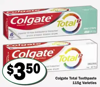 Friendly Grocer Colgate Total Toothpaste 115g Varieties offer