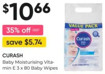 Baby Moisturising Vita- min E 3 x 80 Baby Wipes