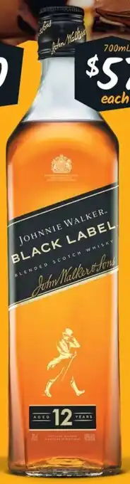 Johnnie Walker Black Label Blended Scotch Whisky 700ml