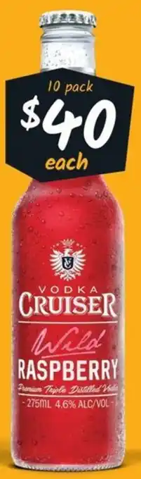 Vodka Cruiser 4.6% Mixed Bottles 275mL 10 Pack