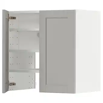 IKEA Metod Wall cb f extr hood w shlf/door, white/lerhyttan light grey, 60x60 cm offer