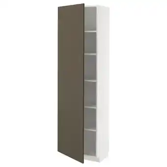 Metod High cabinet with shelves, white/havstorp brown-beige, 60x37x200 cm