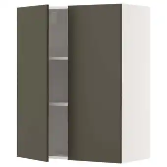 IKEA Metod Wall cabinet with shelves/2 doors, white/havstorp brown-beige, 80x37x100 cm offer