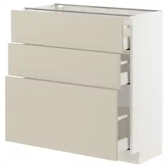 IKEA Metod / maximera Base cabinet with 3 drawers, white/havstorp beige, 80x37x80 cm offer