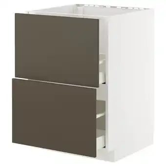 Metod / maximera Base cab f sink+2 fronts/2 drawers, white/havstorp brown-beige, 60x60x80 cm