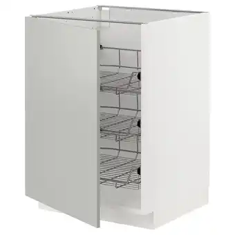 IKEA Metod Base cabinet with wire baskets, white/havstorp light grey, 60x60x80 cm offer
