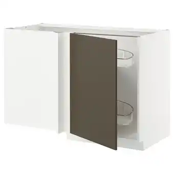 IKEA Metod Corner base cab w pull-out fitting, white/havstorp brown-beige, 128x68x80 cm offer