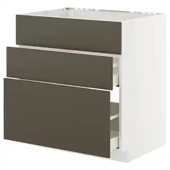 IKEA Metod / maximera Base cab f sink+3 fronts/2 drawers, white/havstorp brown-beige, 80x60x80 cm offer