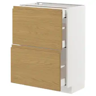 IKEA Metod / maximera Base cab with 2 fronts/3 drawers, white/voxtorp oak effect, 60x37x80 cm offer