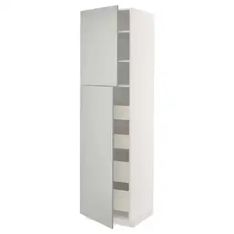 IKEA Metod / maximera Hi cab w 2 doors/4 drawers, white/havstorp light grey, 60x60x220 cm offer