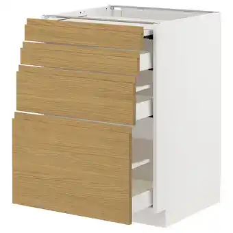 IKEA Metod / maximera Bc w pull-out work surface/3drw, white/voxtorp oak effect, 60x60x80 cm offer
