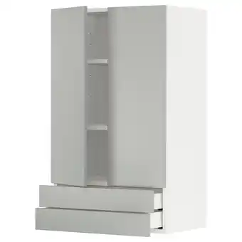 IKEA Metod / maximera Wall cabinet w 2 doors/2 drawers, white/havstorp light grey, 60x37x100 cm offer