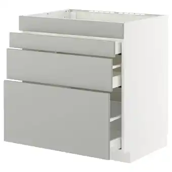 IKEA Metod / maximera Base cab f hob/4 fronts/3 drawers, white/havstorp light grey, 80x60x80 cm offer