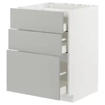 IKEA Metod / maximera Base cab f hob/3 fronts/3 drawers, white/havstorp light grey, 60x60x80 cm offer