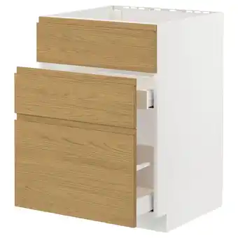 IKEA Metod / maximera Base cab f sink+3 fronts/2 drawers, white/voxtorp oak effect, 60x60x80 cm offer
