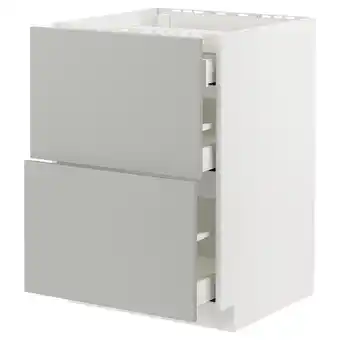 IKEA Metod / maximera Base cab f hob/2 fronts/3 drawers, white/havstorp light grey, 60x60x80 cm offer