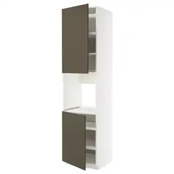 IKEA Metod High cab f oven w 2 doors/shelves, white/havstorp brown-beige, 60x60x240 cm offer