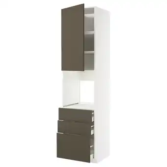 IKEA Metod / maximera High cab f oven w door/3 drawers, white/havstorp brown-beige, 60x60x240 cm offer