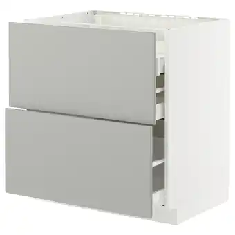 IKEA Metod / maximera Base cab f hob/2 fronts/3 drawers, white/havstorp light grey, 80x60x80 cm offer