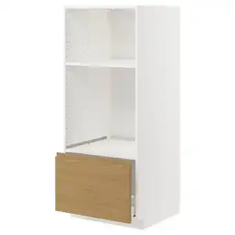 IKEA Metod / maximera High cab for oven/micro w drawer, white/voxtorp oak effect, 60x60x140 cm offer
