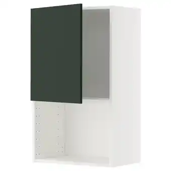 IKEA Metod Wall cabinet for microwave oven, white/havstorp deep green, 60x37x100 cm offer