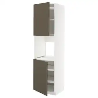 IKEA Metod High cab f oven w 2 doors/shelves, white/havstorp brown-beige, 60x60x220 cm offer