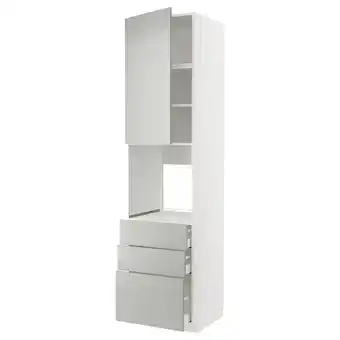 IKEA Metod / maximera High cab f oven w door/3 drawers, white/havstorp light grey, 60x60x240 cm offer