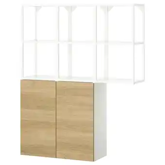 IKEA Enhet Storage combination, white/oak effect, 120x32x150 cm offer