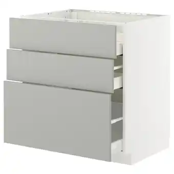 IKEA Metod / maximera Base cab f hob/3 fronts/3 drawers, white/havstorp light grey, 80x60x80 cm offer