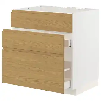 IKEA Metod / maximera Base cab f sink+3 fronts/2 drawers, white/voxtorp oak effect, 80x60x80 cm offer