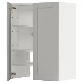 IKEA Metod Wall cb f extr hood w shlf/door, white/lerhyttan light grey, 60x80 cm offer