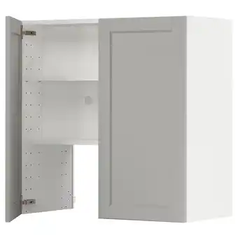 IKEA Metod Wall cb f extr hood w shlf/door, white/lerhyttan light grey, 80x80 cm offer