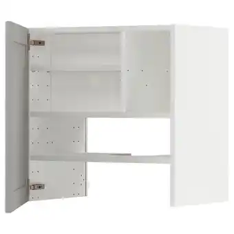IKEA Metod Wall cb f extr hood w shlf/door, white/lerhyttan light grey, 60x60 cm offer