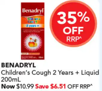 BENADRYL Children's Cough 2 Years + Liquid 200mL