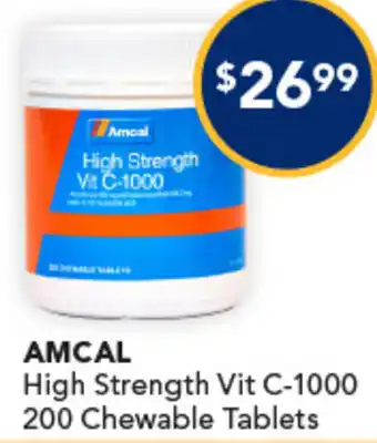 Amcal Pharmacies AMCAL High Strength Vit C-1000 200 Chewable Tablets offer