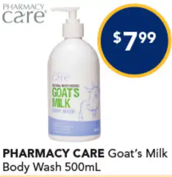 Amcal Pharmacies PHARMACY CARE Goat's Milk Body Wash 500mL offer