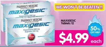 Your Discount Chemist MAXIGESIC Tablets 12 offer