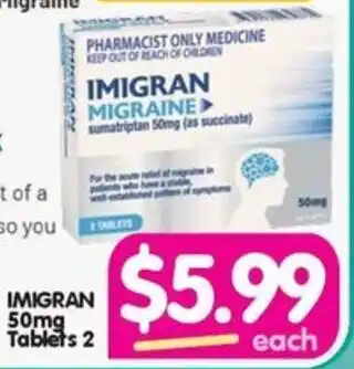 Your Discount Chemist IMIGRAN 50mg Tablets 2 offer