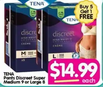 Your Discount Chemist TENA Pants Discreet Super Medium 9 or Large 8 offer