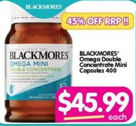 BLACKMORES Omega Double Concentrate Mini Capsules 400 offer at Your ...