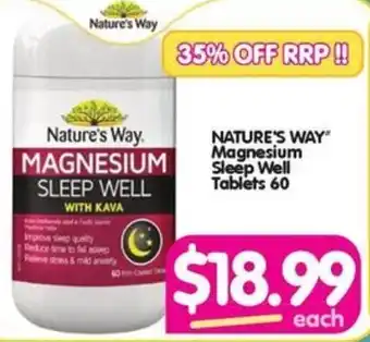 Your Discount Chemist NATURE'S WAY" Magnesium Sleep Well Tablets 60 offer