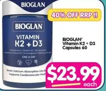 Your Discount Chemist BIOGLAN Vitamin K2+ D3 Capsules 60 offer