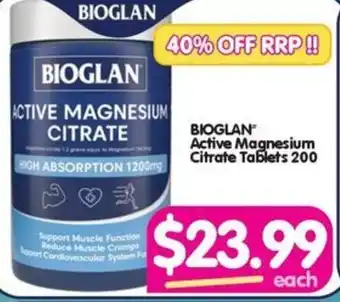 Your Discount Chemist BIOGLAN Active Magnesium Citrate Tablets 200 offer