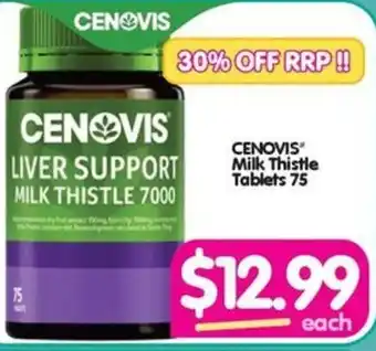 Your Discount Chemist CENOVIS Milk Thistle Tablets 75 offer