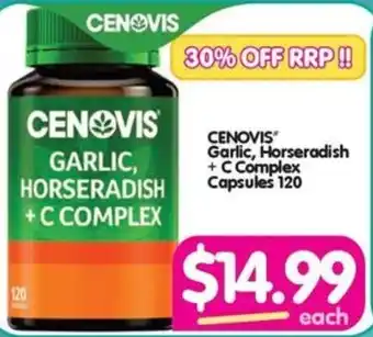 Your Discount Chemist CENOVIS Garlic, Horseradish +C Complex Capsules 120 offer