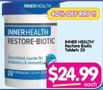 Your Discount Chemist INNER HEALTH Restore Biotic Tablets 20 offer